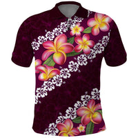 Pink Polynesia Polo Shirt Plumeria With Hibiscus Pattern Tropical Vibes LT14 Pink - Polynesian Pride