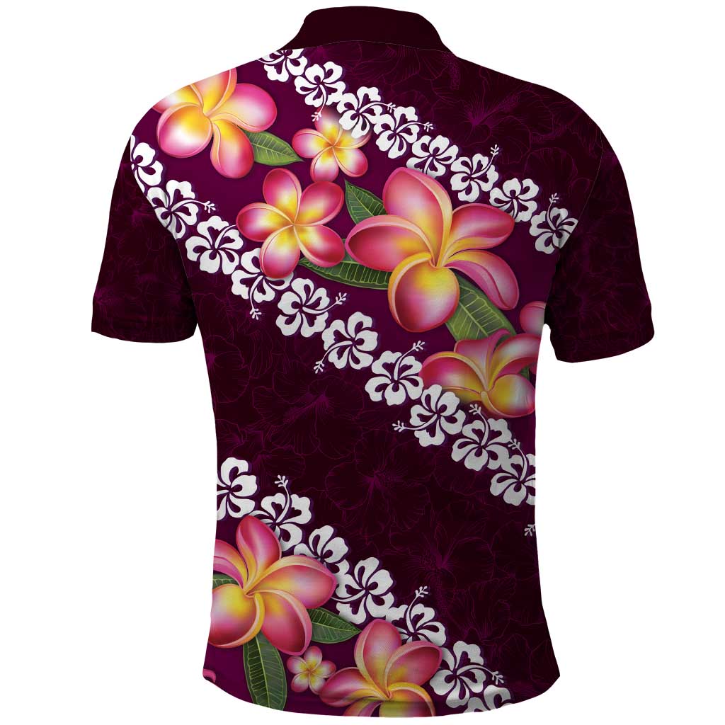 Pink Polynesia Polo Shirt Plumeria With Hibiscus Pattern Tropical Vibes LT14 - Polynesian Pride
