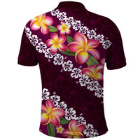 Pink Polynesia Polo Shirt Plumeria With Hibiscus Pattern Tropical Vibes LT14 - Polynesian Pride