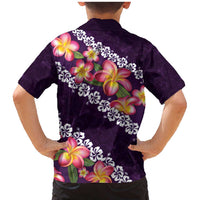 Purple Polynesia Family Matching Mermaid Dress and Hawaiian Shirt Plumeria With Hibiscus Pattern Tropical Vibes LT14 - Polynesian Pride