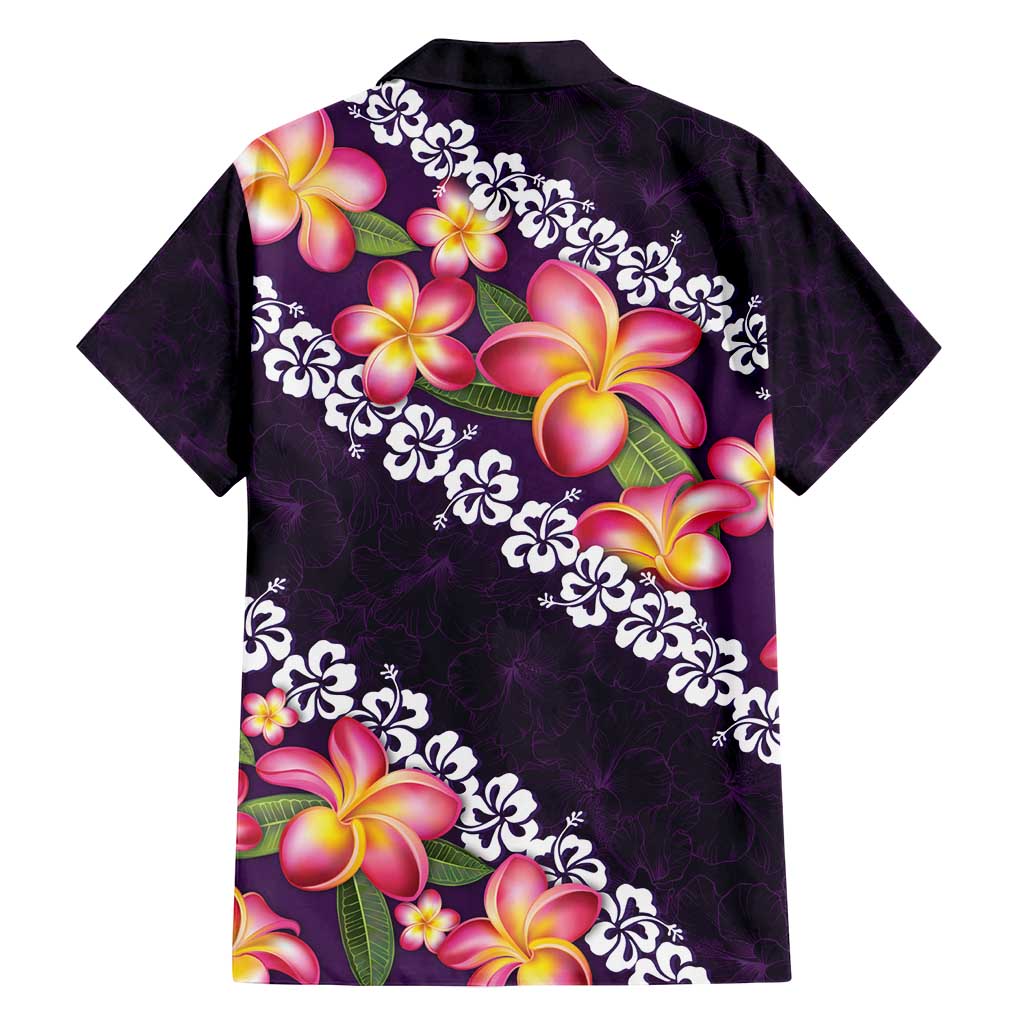 Purple Polynesia Family Matching Off Shoulder Maxi Dress and Hawaiian Shirt Plumeria With Hibiscus Pattern Tropical Vibes LT14 - Polynesian Pride