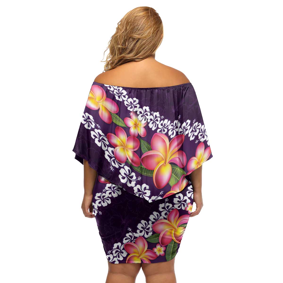 Purple Polynesia Family Matching Off Shoulder Short Dress and Hawaiian Shirt Plumeria With Hibiscus Pattern Tropical Vibes LT14 - Polynesian Pride