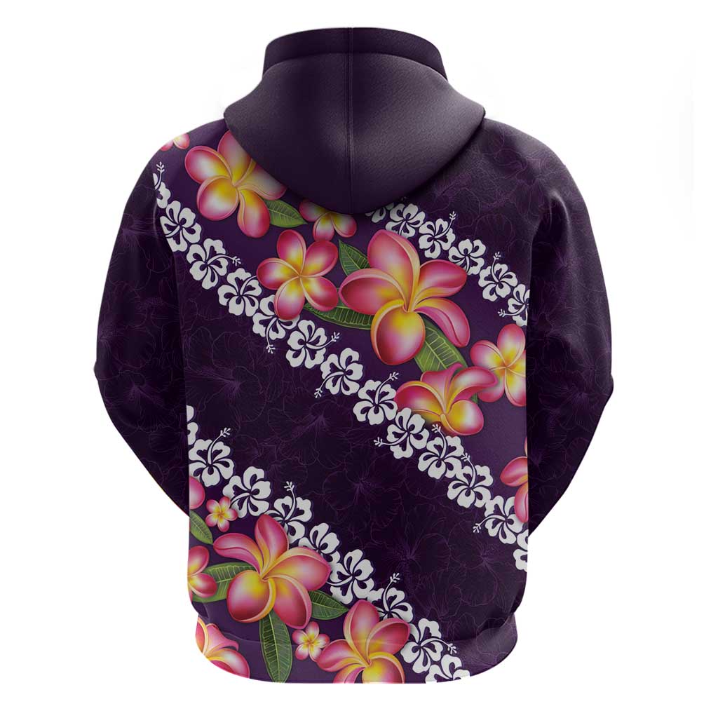 Purple Polynesia Hoodie Plumeria With Hibiscus Pattern Tropical Vibes LT14 - Polynesian Pride