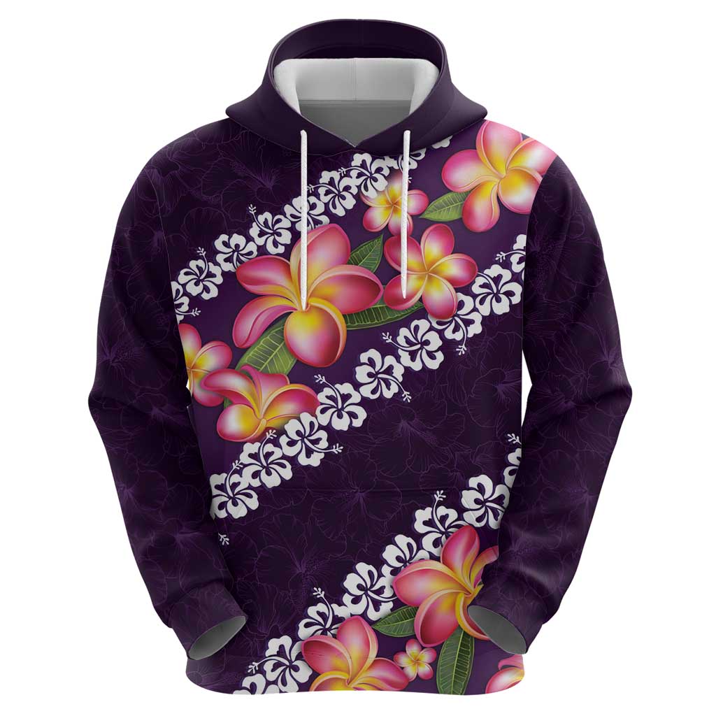Purple Polynesia Hoodie Plumeria With Hibiscus Pattern Tropical Vibes LT14 - Polynesian Pride
