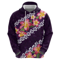 Purple Polynesia Hoodie Plumeria With Hibiscus Pattern Tropical Vibes LT14 - Polynesian Pride
