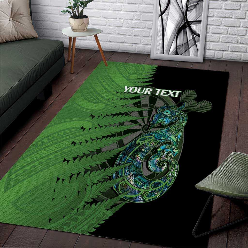 Personalised New Zealand Darts Area Rug Aotearoa Maori Fern Mix Manaia Tattoo LT14 Green - Polynesian Pride