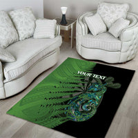 Personalised New Zealand Darts Area Rug Aotearoa Maori Fern Mix Manaia Tattoo LT14 - Polynesian Pride