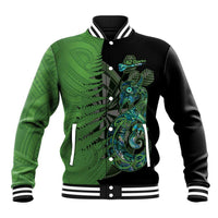 Personalised New Zealand Darts Baseball Jacket Aotearoa Maori Fern Mix Manaia Tattoo LT14 Unisex Green - Polynesian Pride