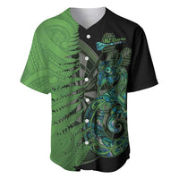 Personalised New Zealand Darts Baseball Jersey Aotearoa Maori Fern Mix Manaia Tattoo LT14 Green - Polynesian Pride
