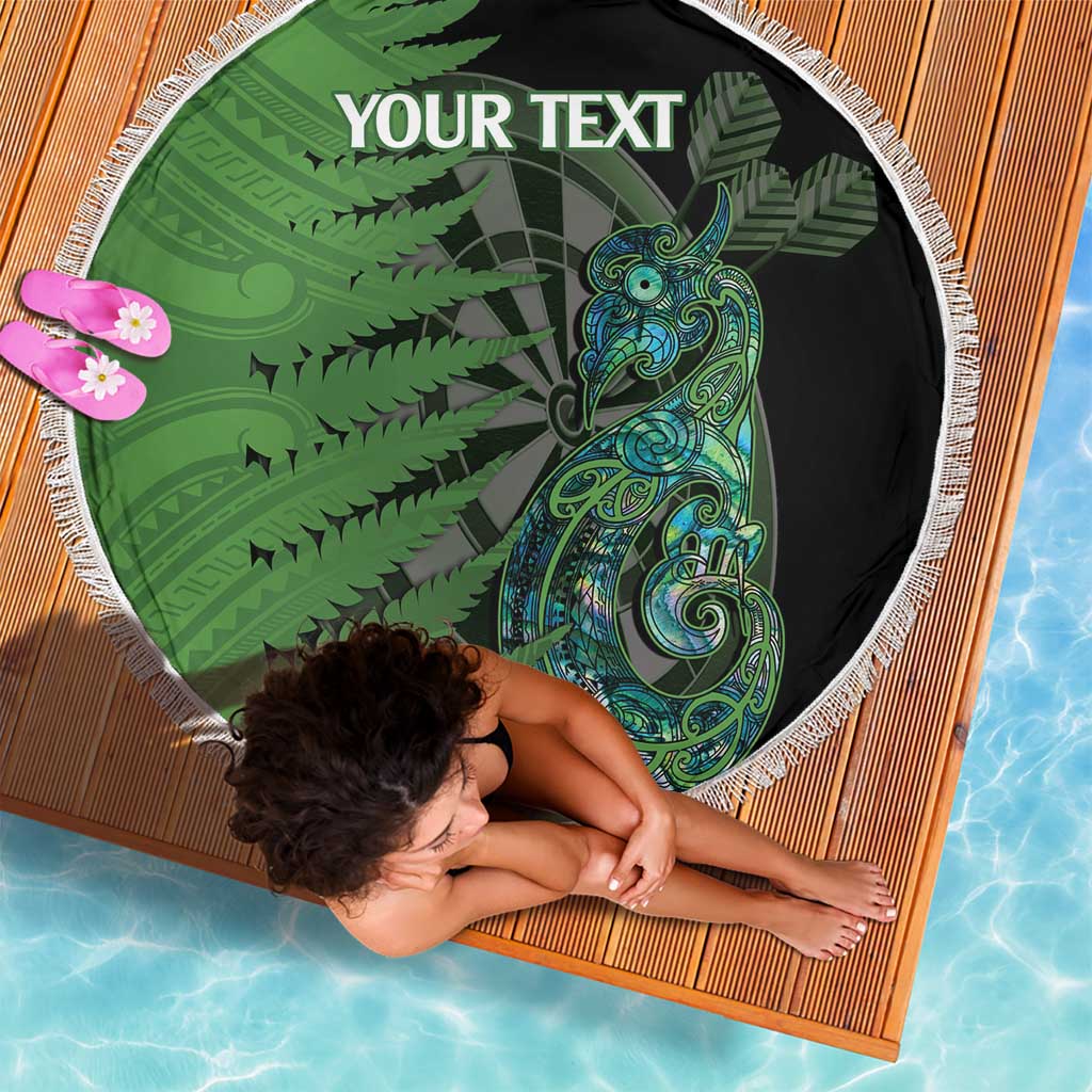 Personalised New Zealand Darts Beach Blanket Aotearoa Maori Fern Mix Manaia Tattoo LT14 - Polynesian Pride