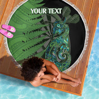 Personalised New Zealand Darts Beach Blanket Aotearoa Maori Fern Mix Manaia Tattoo LT14 - Polynesian Pride