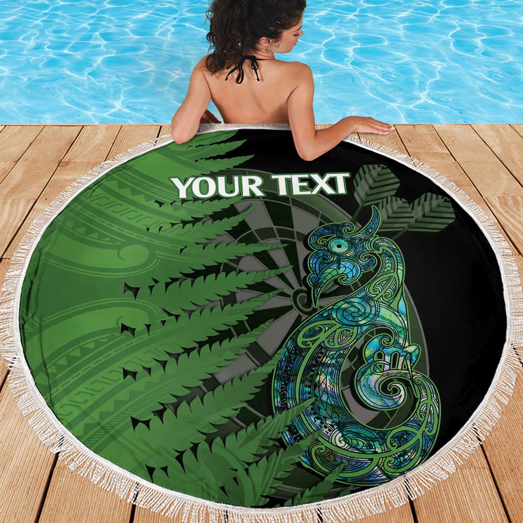 Personalised New Zealand Darts Beach Blanket Aotearoa Maori Fern Mix Manaia Tattoo LT14 - Polynesian Pride