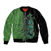 Personalised New Zealand Darts Bomber Jacket Aotearoa Maori Fern Mix Manaia Tattoo LT14 Unisex Green - Polynesian Pride
