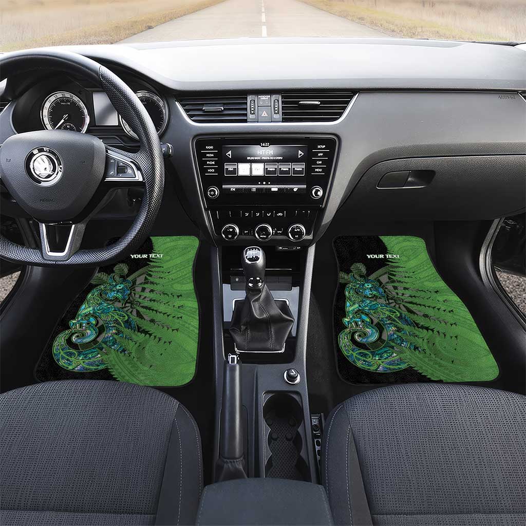 Personalised New Zealand Darts Car Mats Aotearoa Maori Fern Mix Manaia Tattoo LT14 Set 2pcs - Front Green - Polynesian Pride