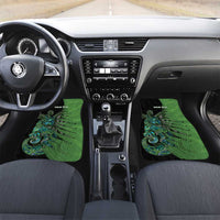 Personalised New Zealand Darts Car Mats Aotearoa Maori Fern Mix Manaia Tattoo LT14 Set 2pcs - Front Green - Polynesian Pride