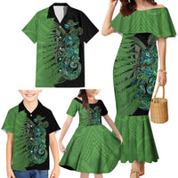 Personalised New Zealand Darts Family Matching Mermaid Dress and Hawaiian Shirt Aotearoa Maori Fern Mix Manaia Tattoo LT14 - Polynesian Pride