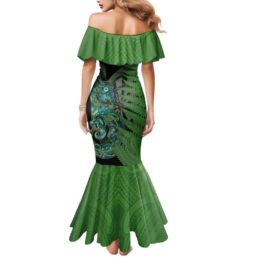 Personalised New Zealand Darts Family Matching Mermaid Dress and Hawaiian Shirt Aotearoa Maori Fern Mix Manaia Tattoo LT14 - Polynesian Pride