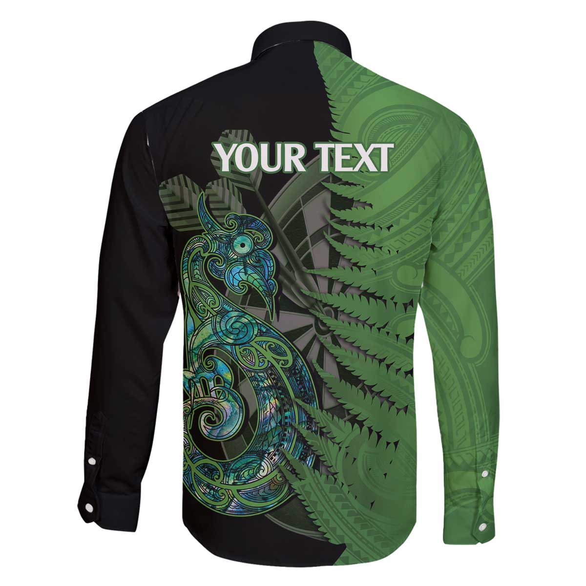 Personalised New Zealand Darts Family Matching Off The Shoulder Long Sleeve Dress and Hawaiian Shirt Aotearoa Maori Fern Mix Manaia Tattoo LT14 - Polynesian Pride