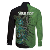 Personalised New Zealand Darts Family Matching Off The Shoulder Long Sleeve Dress and Hawaiian Shirt Aotearoa Maori Fern Mix Manaia Tattoo LT14 - Polynesian Pride