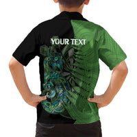 Personalised New Zealand Darts Family Matching Off Shoulder Maxi Dress and Hawaiian Shirt Aotearoa Maori Fern Mix Manaia Tattoo LT14 - Polynesian Pride
