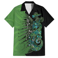 Personalised New Zealand Darts Family Matching Tank Maxi Dress and Hawaiian Shirt Aotearoa Maori Fern Mix Manaia Tattoo LT14 Dad's Shirt - Short Sleeve Green - Polynesian Pride
