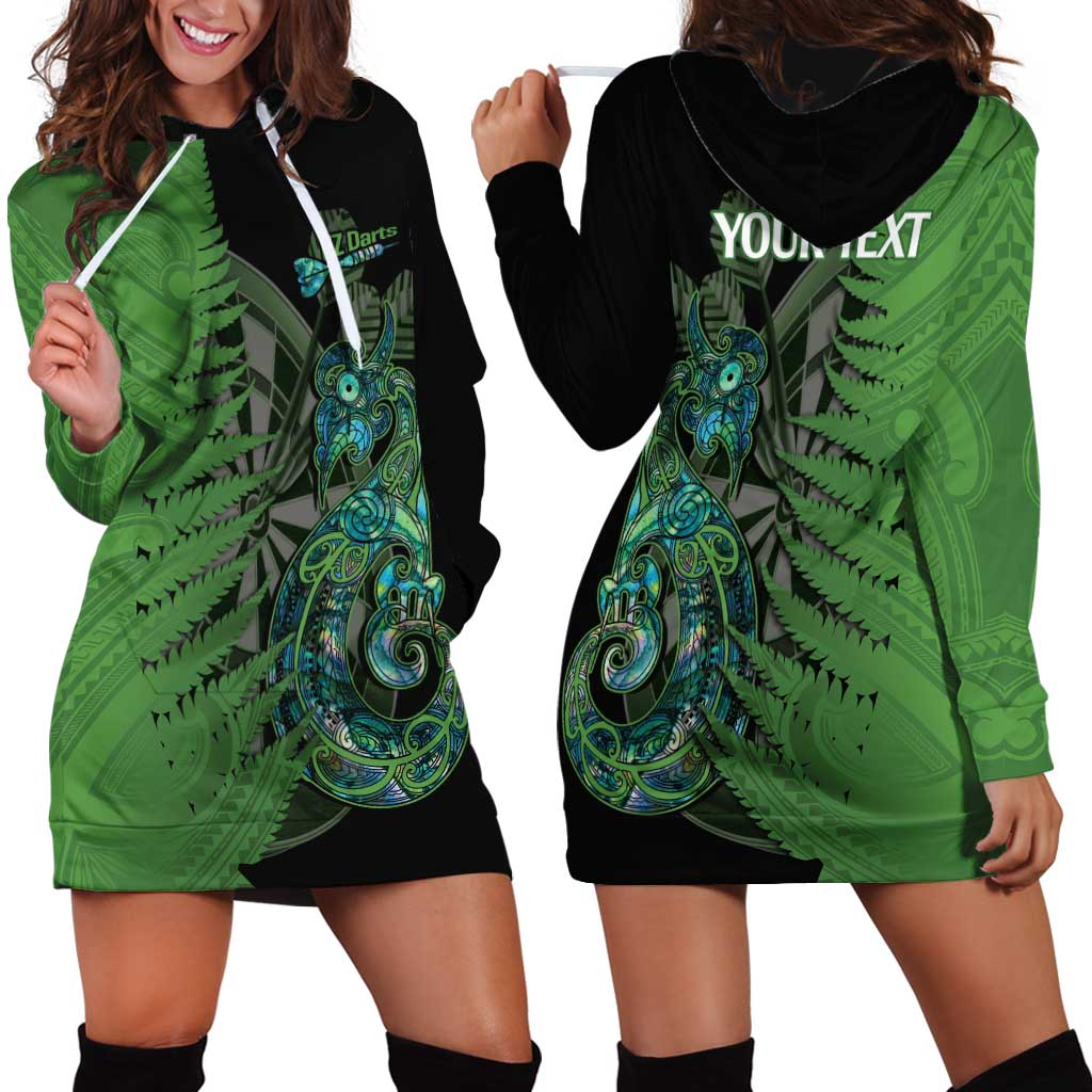 Personalised New Zealand Darts Hoodie Dress Aotearoa Maori Fern Mix Manaia Tattoo LT14 - Polynesian Pride