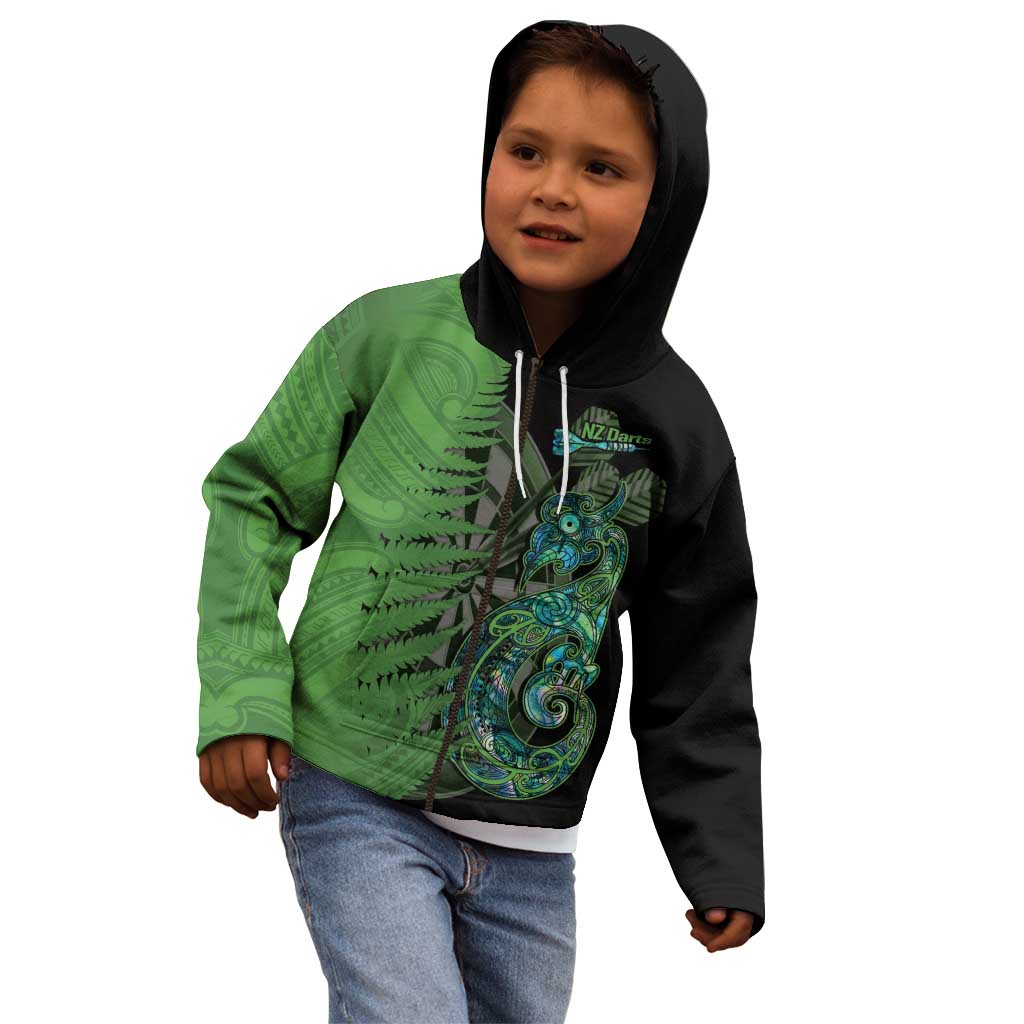 Personalised New Zealand Darts Kid Hoodie Aotearoa Maori Fern Mix Manaia Tattoo LT14 - Polynesian Pride