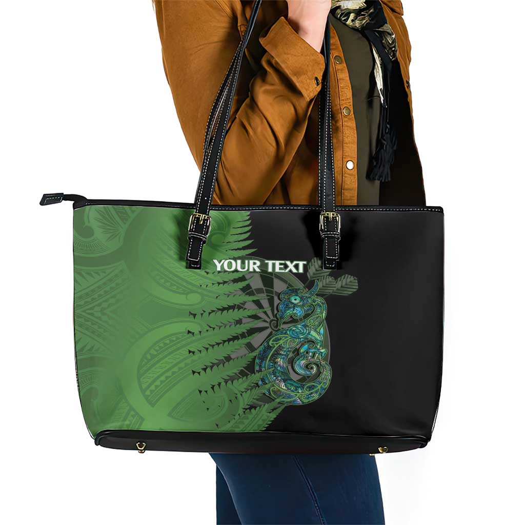 Personalised New Zealand Darts Leather Tote Bag Aotearoa Maori Fern Mix Manaia Tattoo LT14 - Polynesian Pride