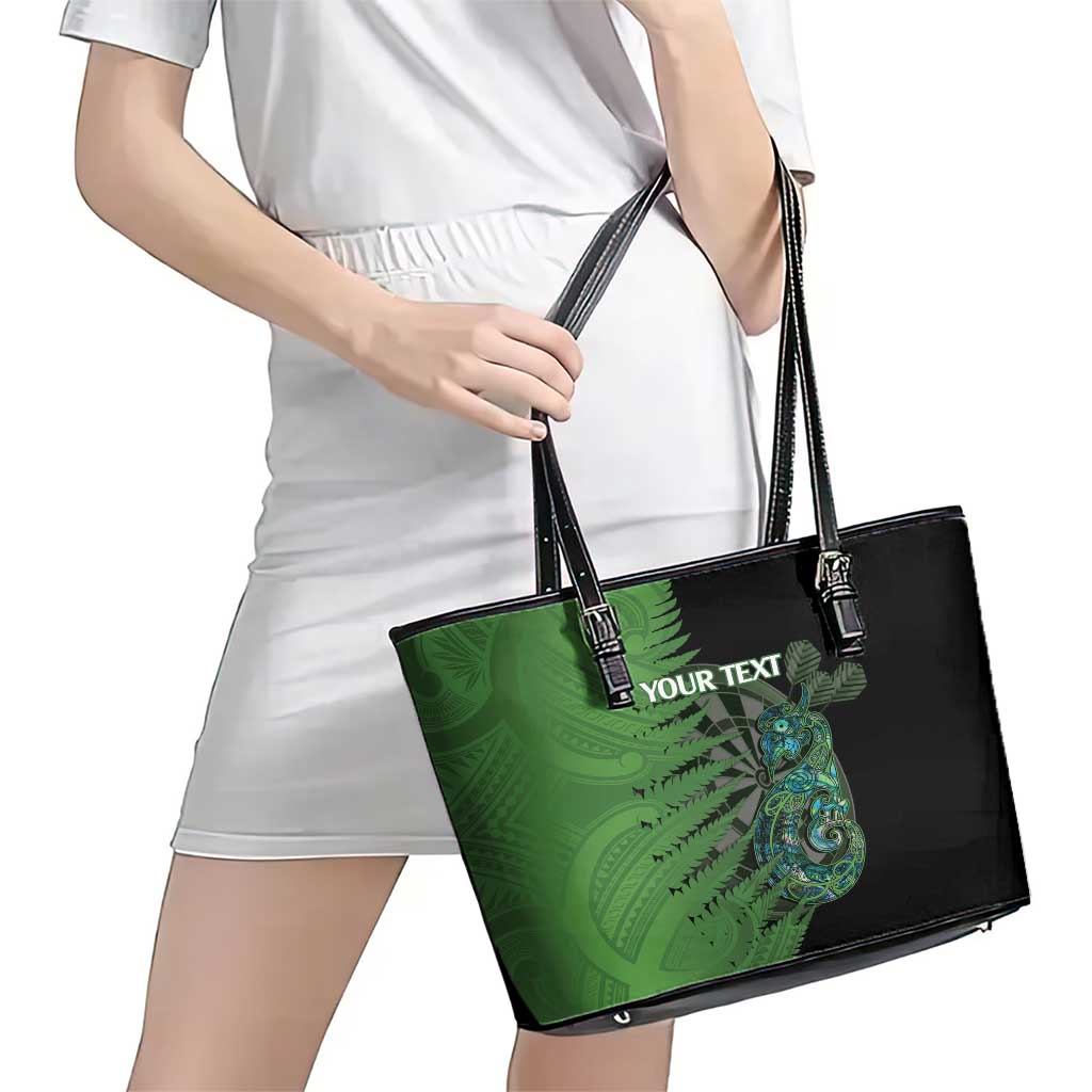 Personalised New Zealand Darts Leather Tote Bag Aotearoa Maori Fern Mix Manaia Tattoo LT14 - Polynesian Pride