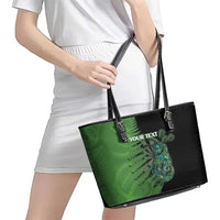 Personalised New Zealand Darts Leather Tote Bag Aotearoa Maori Fern Mix Manaia Tattoo LT14 - Polynesian Pride