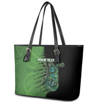 Personalised New Zealand Darts Leather Tote Bag Aotearoa Maori Fern Mix Manaia Tattoo LT14 - Polynesian Pride