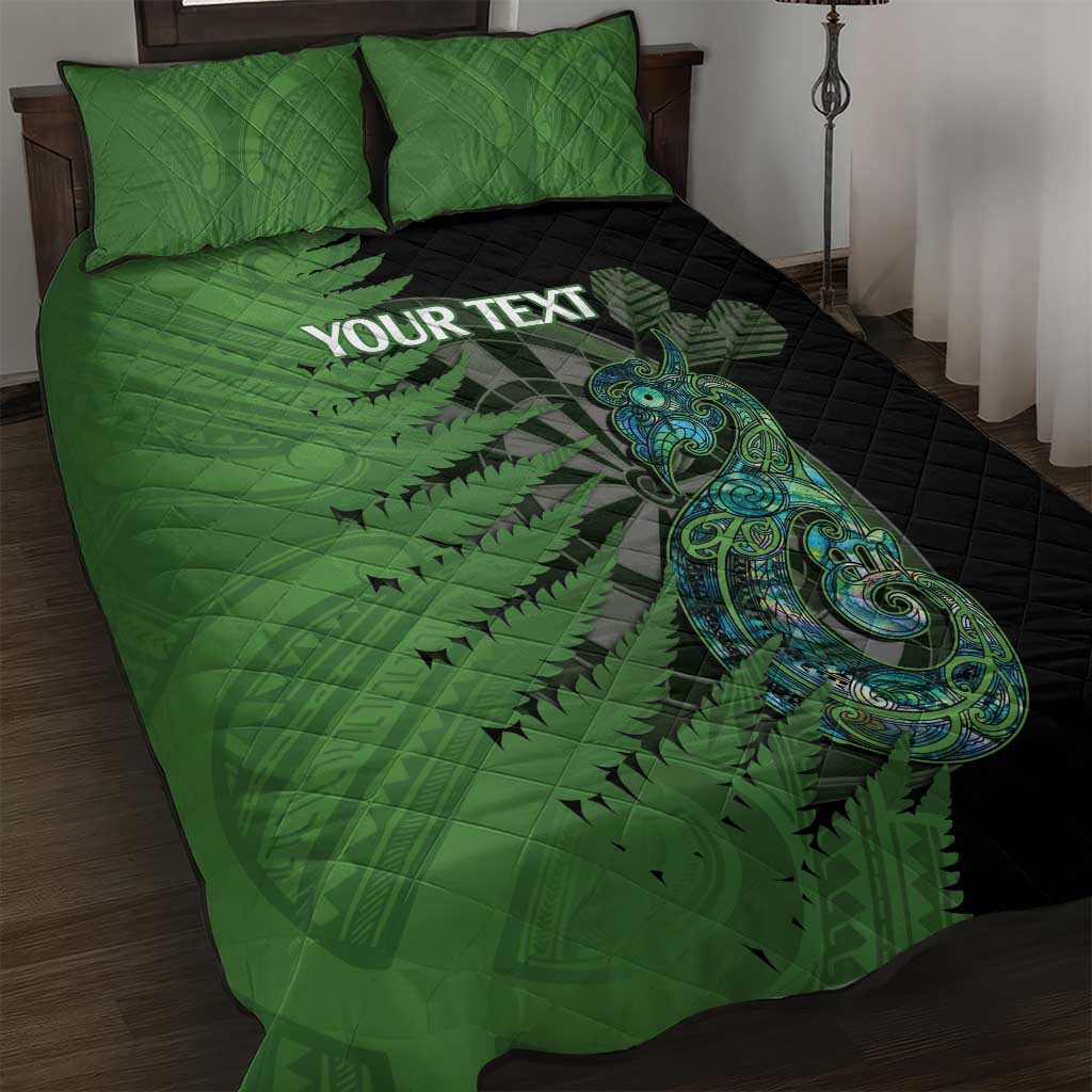 Personalised New Zealand Darts Quilt Bed Set Aotearoa Maori Fern Mix Manaia Tattoo LT14 Green - Polynesian Pride