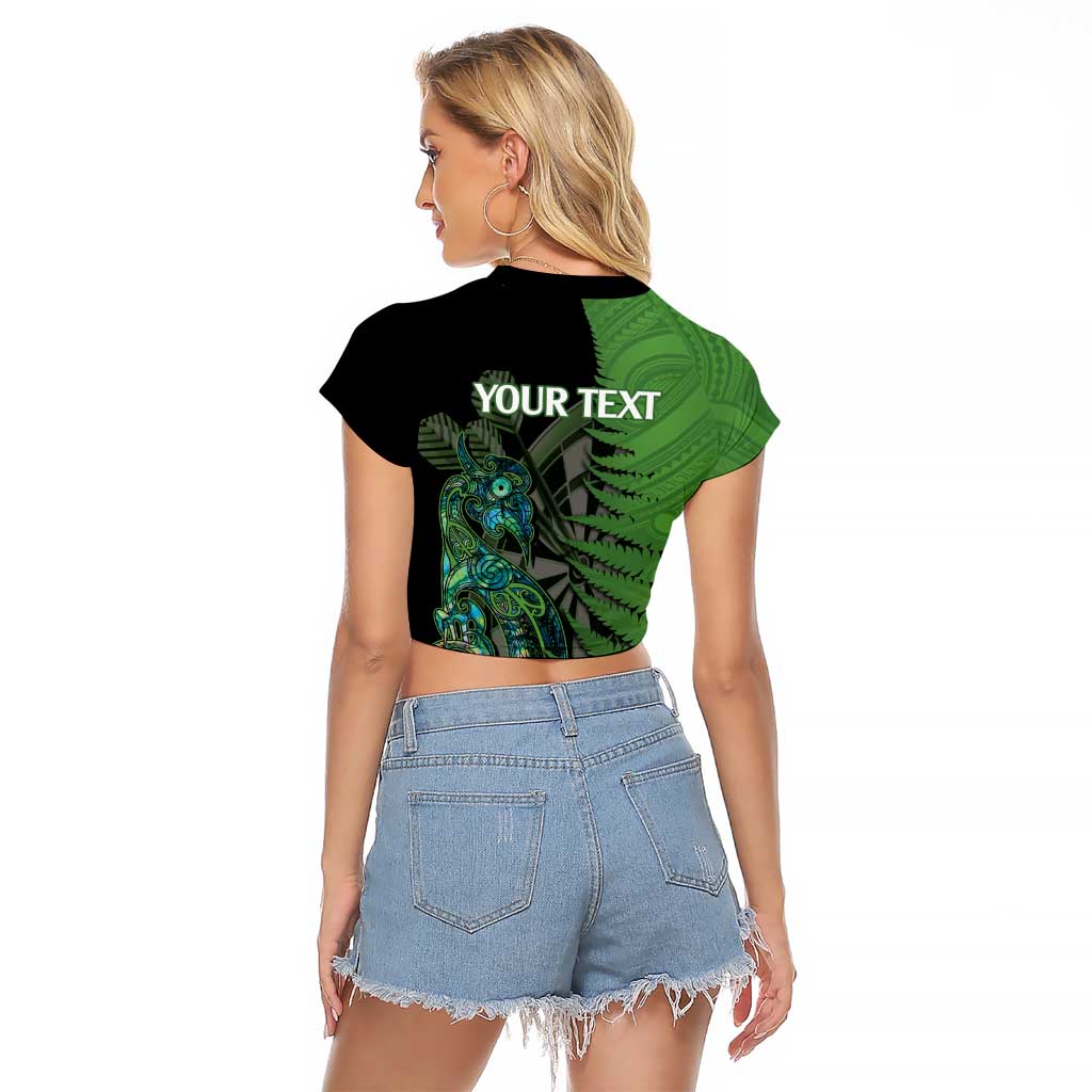 Personalised New Zealand Darts Raglan Cropped T Shirt Aotearoa Maori Fern Mix Manaia Tattoo LT14 - Polynesian Pride