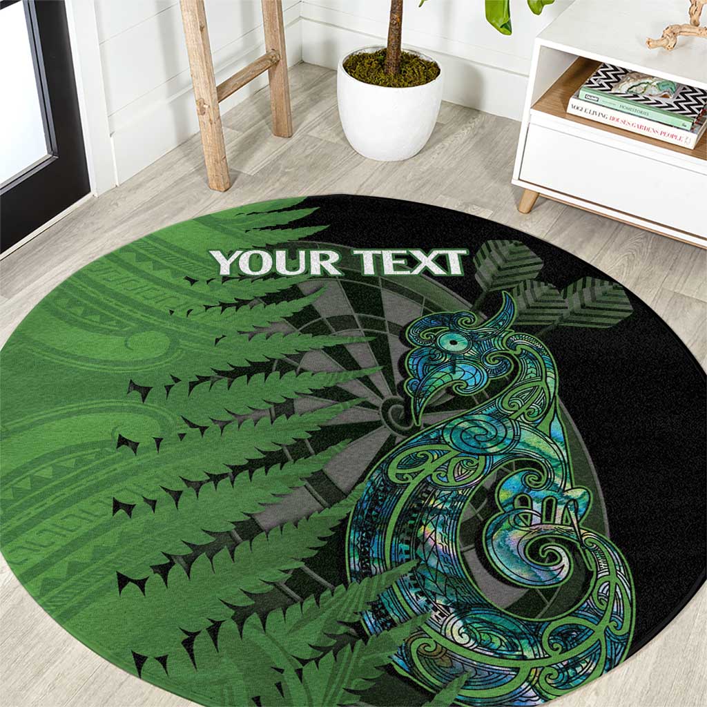Personalised New Zealand Darts Round Carpet Aotearoa Maori Fern Mix Manaia Tattoo LT14 Green - Polynesian Pride