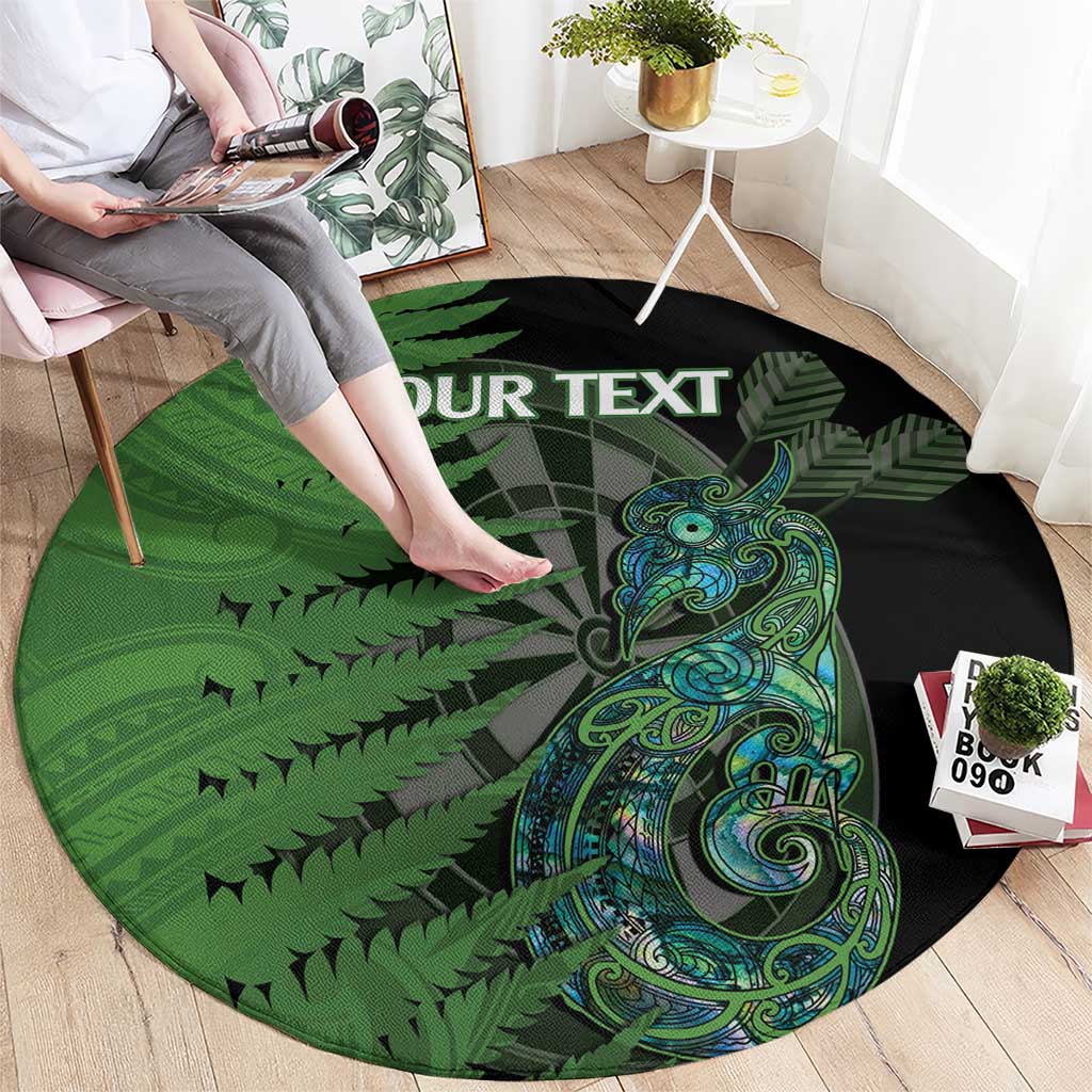 Personalised New Zealand Darts Round Carpet Aotearoa Maori Fern Mix Manaia Tattoo LT14 - Polynesian Pride