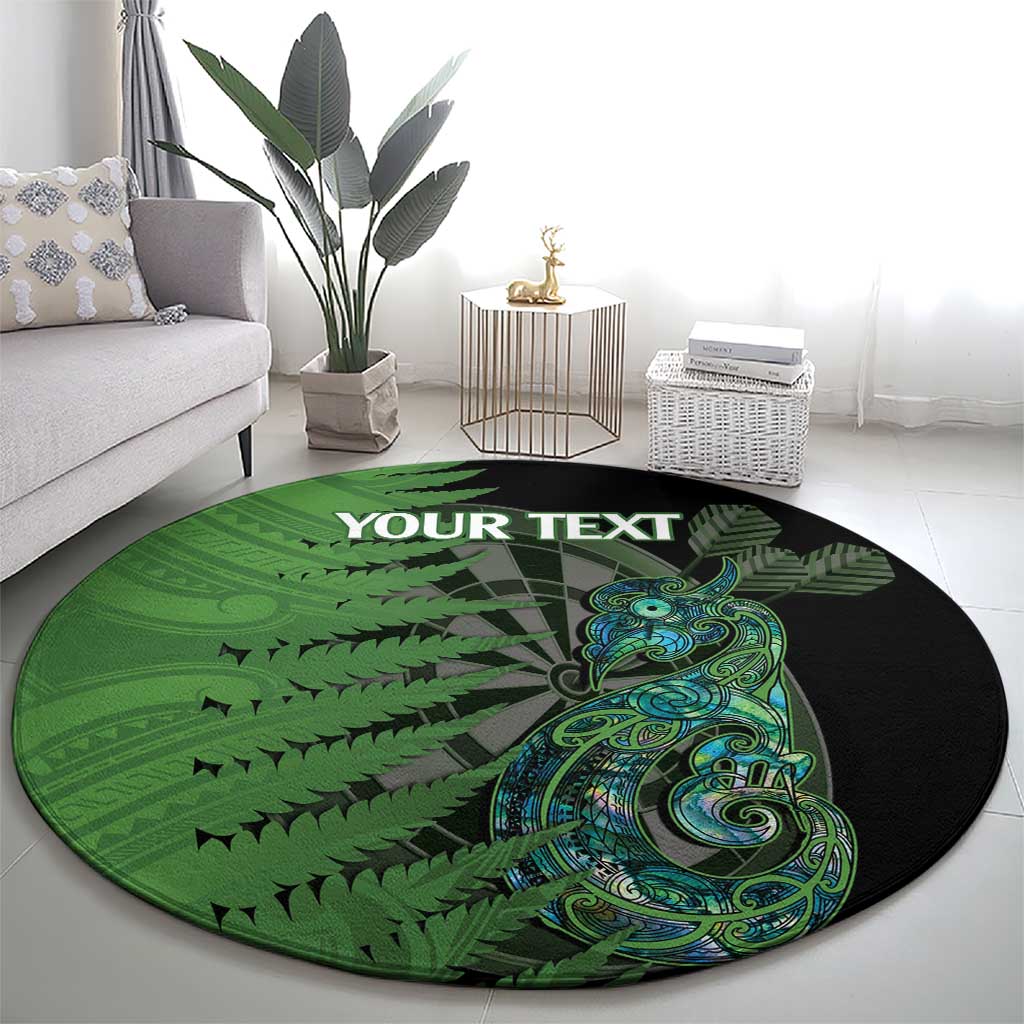 Personalised New Zealand Darts Round Carpet Aotearoa Maori Fern Mix Manaia Tattoo LT14 - Polynesian Pride