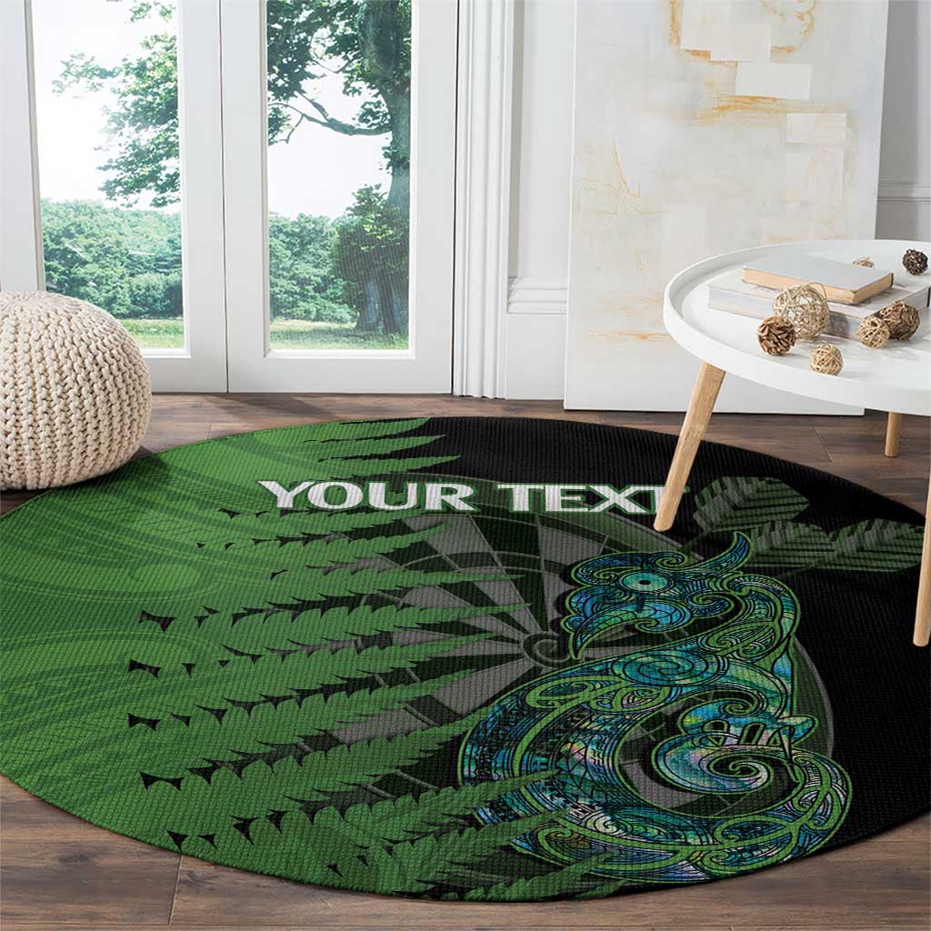 Personalised New Zealand Darts Round Carpet Aotearoa Maori Fern Mix Manaia Tattoo LT14 - Polynesian Pride