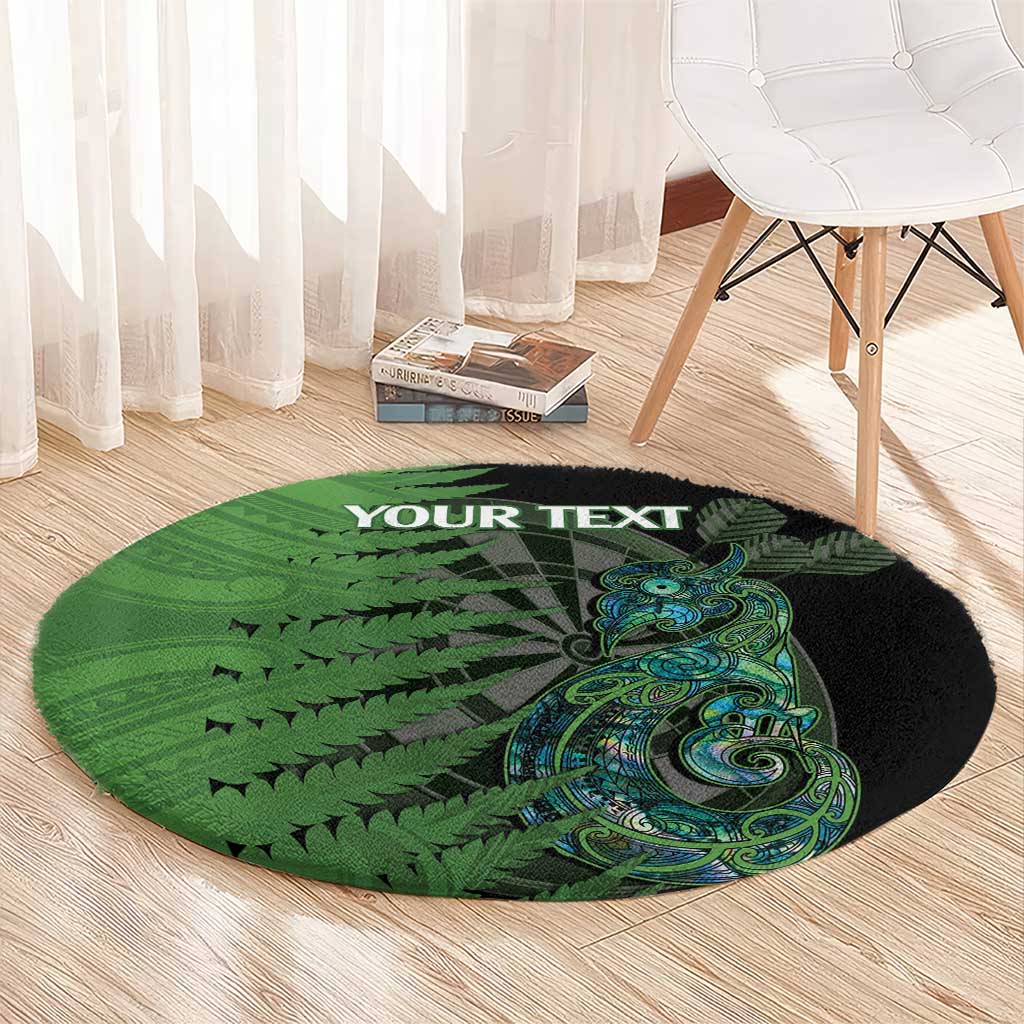 Personalised New Zealand Darts Round Carpet Aotearoa Maori Fern Mix Manaia Tattoo LT14 - Polynesian Pride