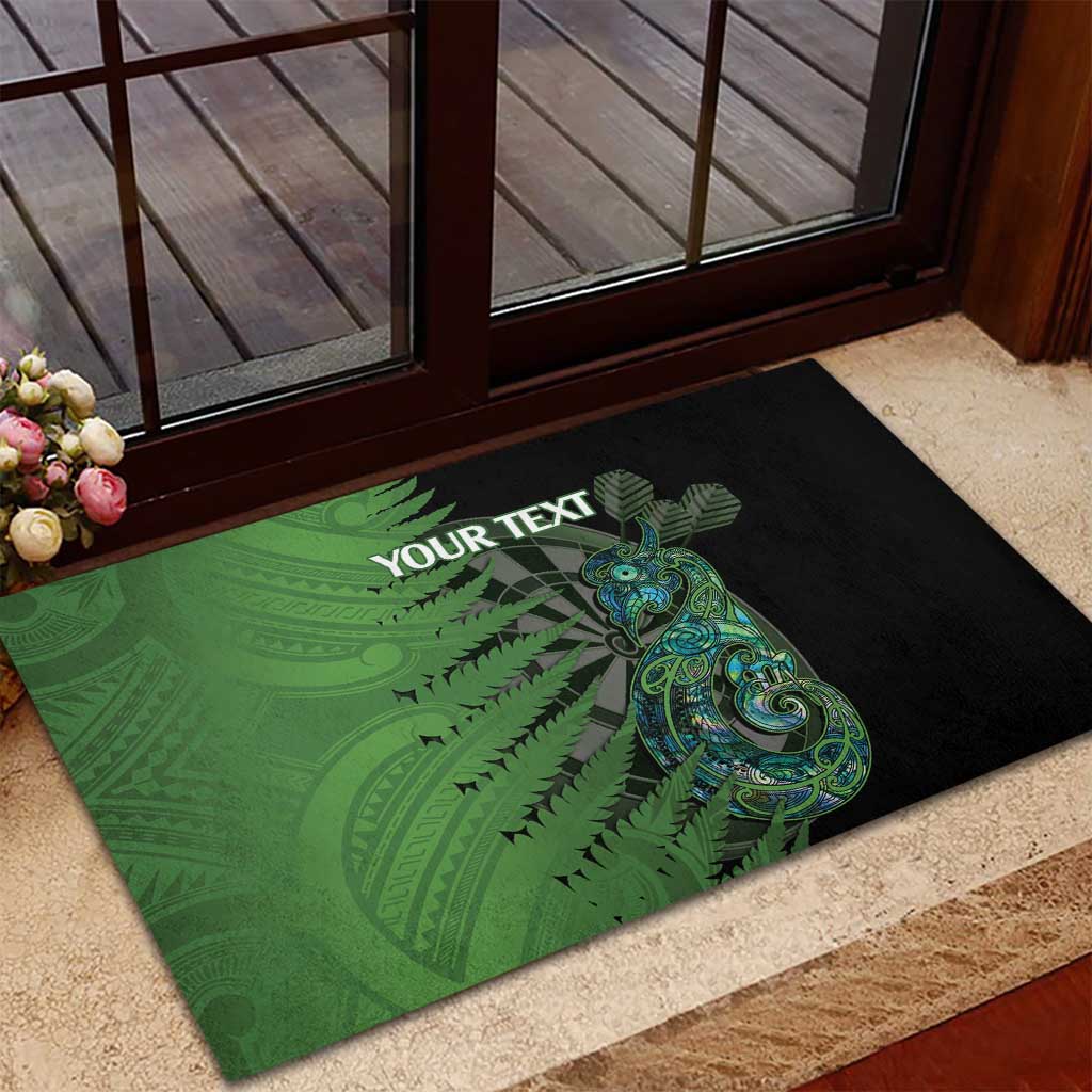 Personalised New Zealand Darts Rubber Doormat Aotearoa Maori Fern Mix Manaia Tattoo LT14 - Polynesian Pride