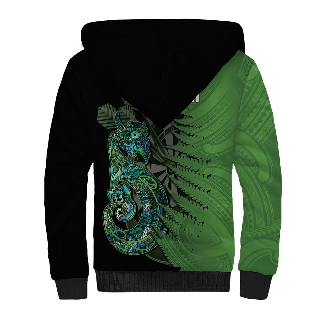 Personalised New Zealand Darts Sherpa Hoodie Aotearoa Maori Fern Mix Manaia Tattoo LT14 - Polynesian Pride