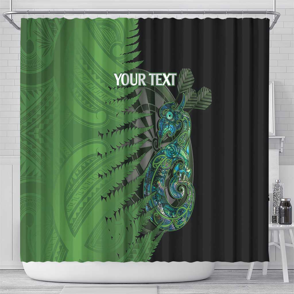 Personalised New Zealand Darts Shower Curtain Aotearoa Maori Fern Mix Manaia Tattoo LT14 - Polynesian Pride