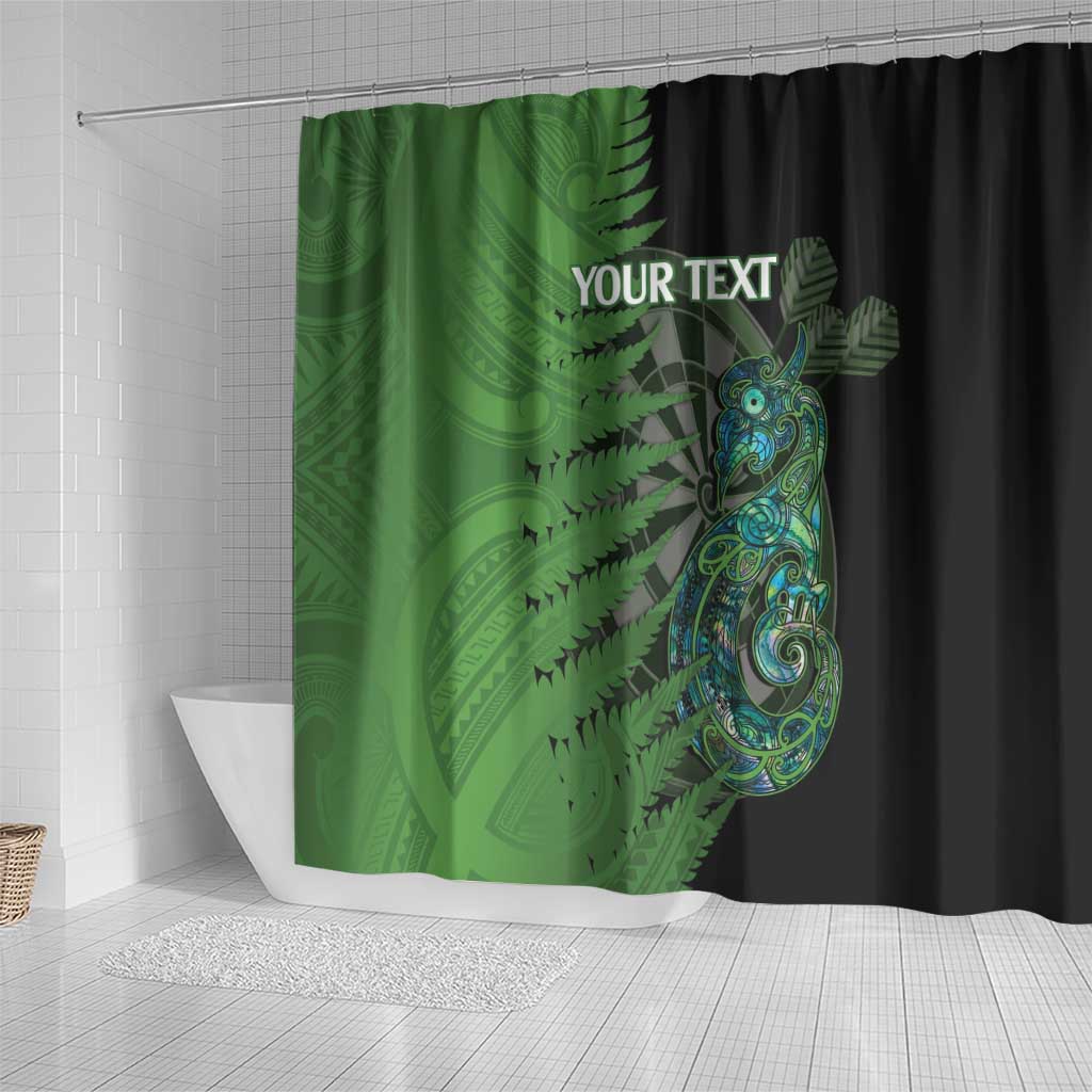 Personalised New Zealand Darts Shower Curtain Aotearoa Maori Fern Mix Manaia Tattoo LT14 - Polynesian Pride