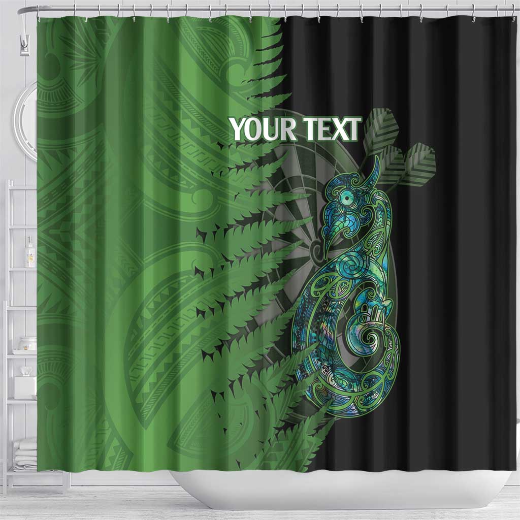 Personalised New Zealand Darts Shower Curtain Aotearoa Maori Fern Mix Manaia Tattoo LT14 - Polynesian Pride