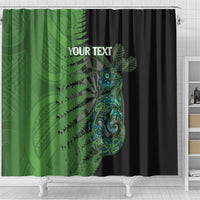 Personalised New Zealand Darts Shower Curtain Aotearoa Maori Fern Mix Manaia Tattoo LT14 - Polynesian Pride