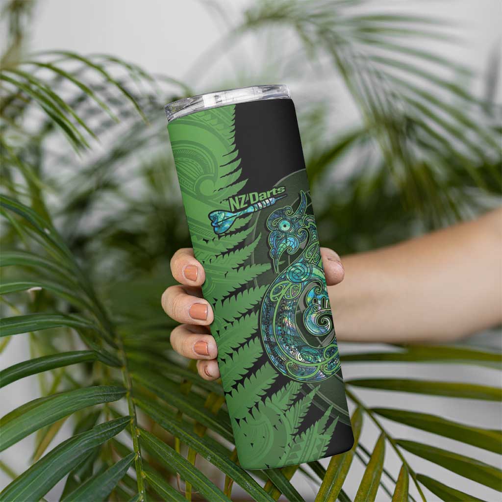 Personalised New Zealand Darts Skinny Tumbler Aotearoa Maori Fern Mix Manaia Tattoo LT14 - Polynesian Pride