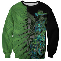 Personalised New Zealand Darts Sweatshirt Aotearoa Maori Fern Mix Manaia Tattoo LT14 Unisex Green - Polynesian Pride