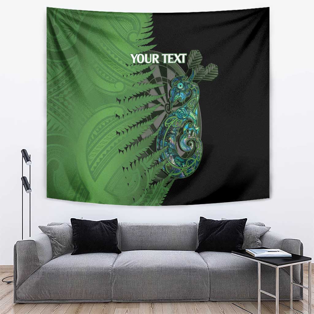Personalised New Zealand Darts Tapestry Aotearoa Maori Fern Mix Manaia Tattoo LT14 Green - Polynesian Pride