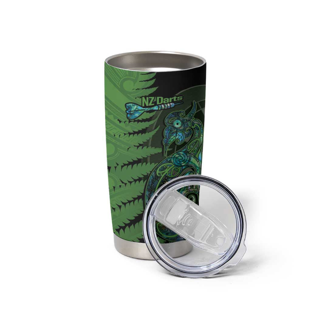 Personalised New Zealand Darts Tumbler Cup Aotearoa Maori Fern Mix Manaia Tattoo LT14 - Polynesian Pride
