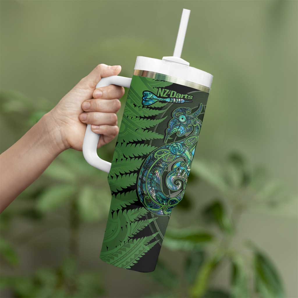 Personalised New Zealand Darts Tumbler With Handle Aotearoa Maori Fern Mix Manaia Tattoo LT14 - Polynesian Pride