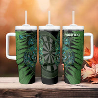 Personalised New Zealand Darts Tumbler With Handle Aotearoa Maori Fern Mix Manaia Tattoo LT14 - Polynesian Pride